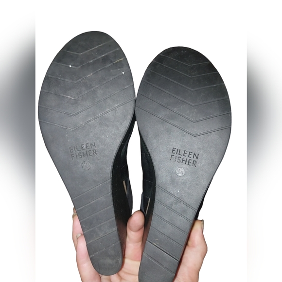 Eileen Fisher Womens size 8.5 waxed suede open toe black booties - Picture 9 of 10